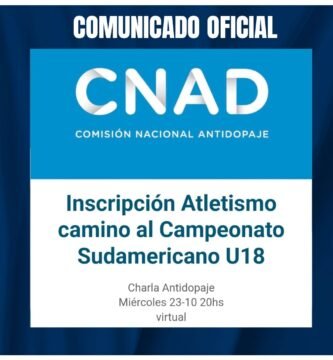 Charla Antidopaje para Atletas y Entrenadores Confirmada para el Miércoles 23 de Octubre