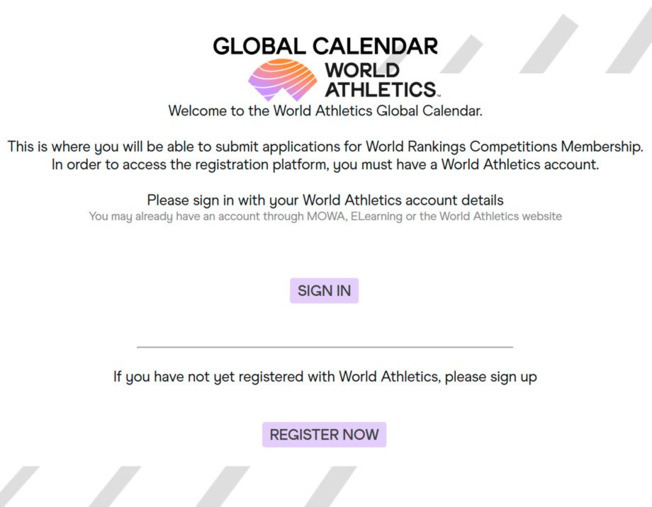 Registro de Competencias de Atletismo en el Calendario Mundial