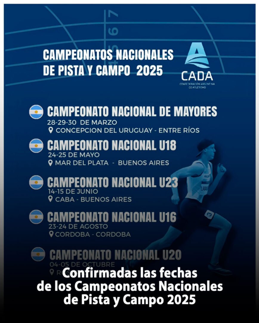 Confirmadas las fechas de los Campeonatos Nacionales de Pista y Campo 2025