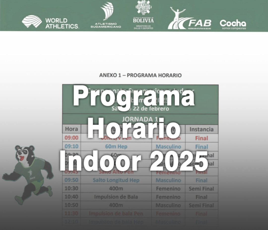 Programación confirmada para el Sudamericano Indoor