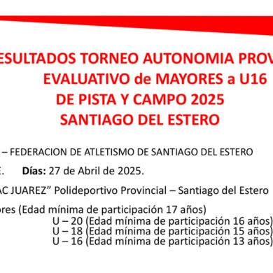 Resultados del Torneo Evaluativo de Autonomías Provinciales en Santiago del Estero