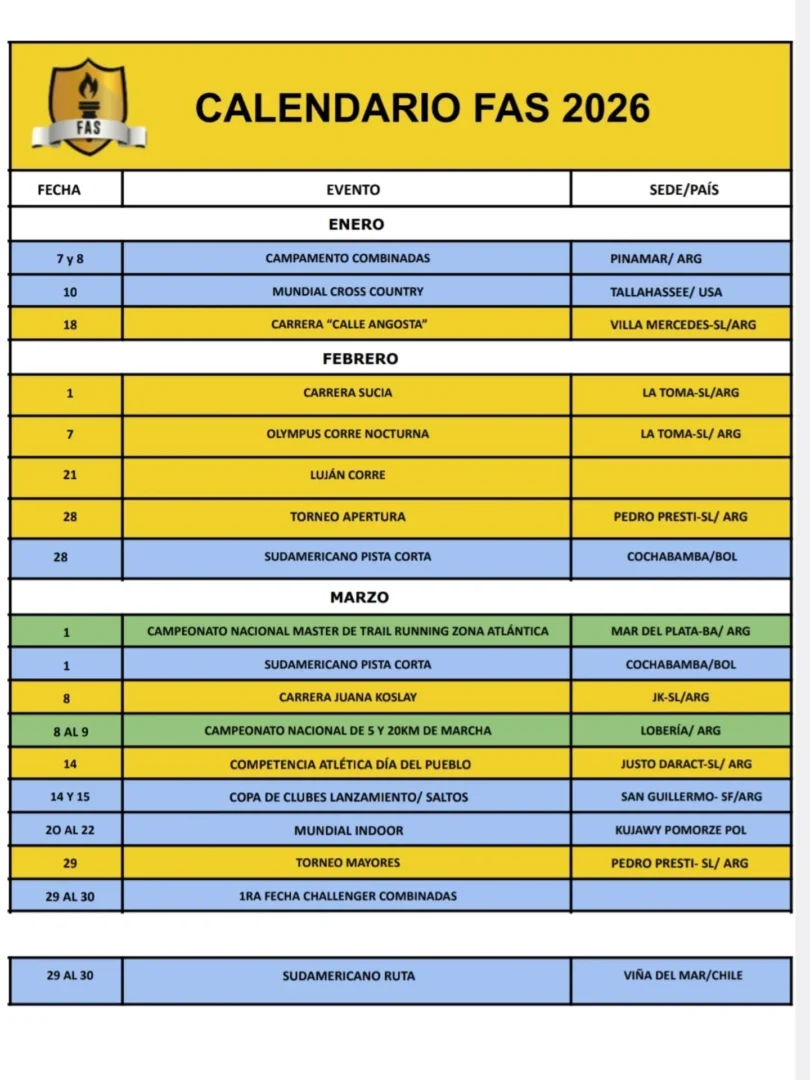 Calendario FAS 2026