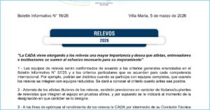 Boletín CADA N° 16/26: lineamientos para el trabajo de relevos 2026 y primer llamado de velocistas (100 m)