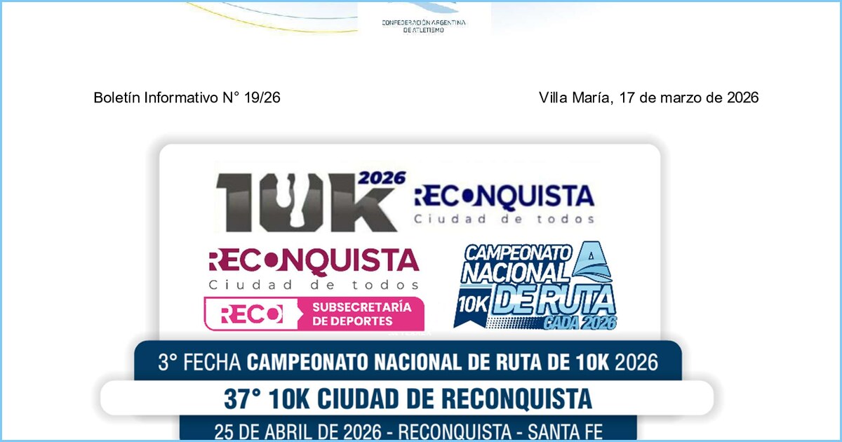 Boletín N° 19/26: nuevo formato y puntuación del Campeonato Nacional de Ruta 10K